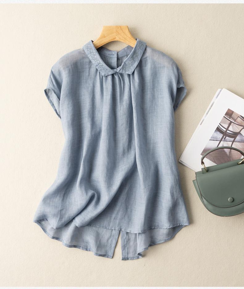 Vintage Cotton Linen Embroidered Thin Top