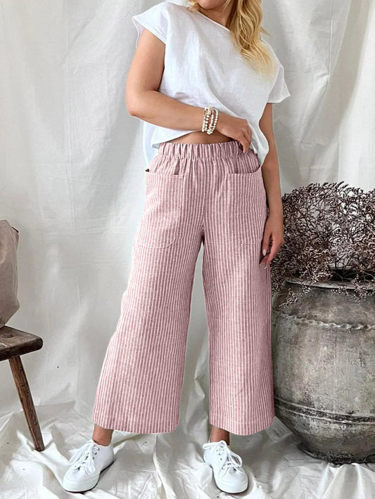 Cotton linen loose casual straight-leg pants