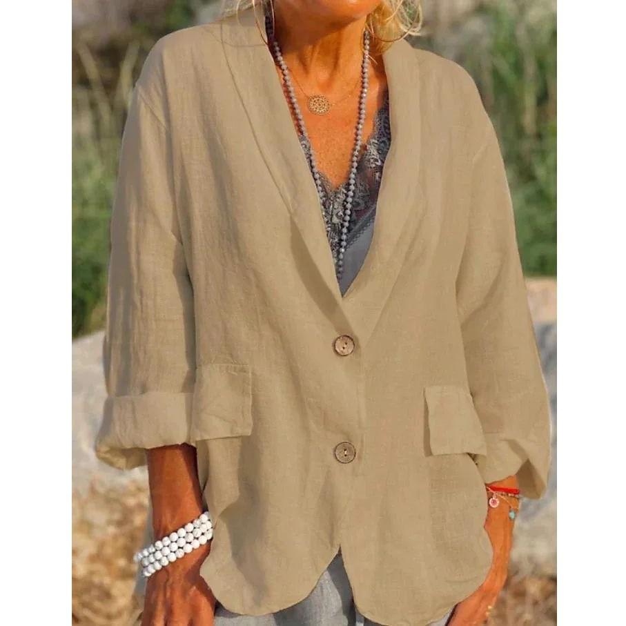 Women's Cotton And Linen Style Casual Coat