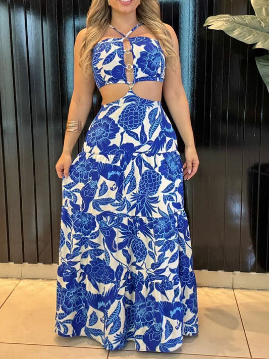 Long Dress With Padded Cups Print