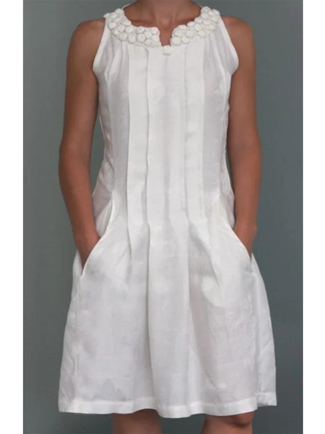 Solid Color Casual V Neck Dress