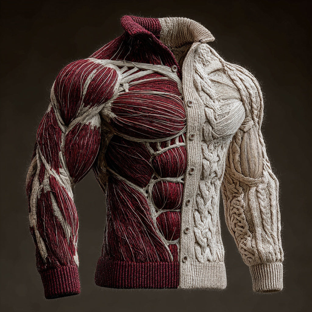 Men's Halloween Muscle Anatomy Art Cozy Sweater Cardigan