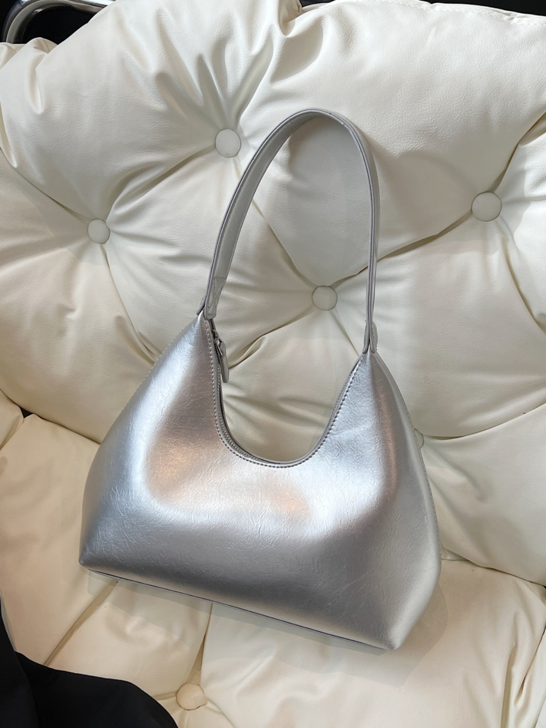 PU Leather Shoulder Bag with Zip