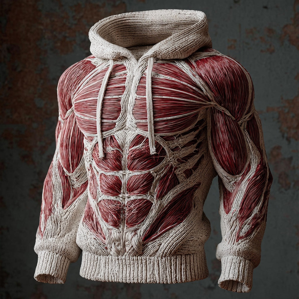 Men's Muscle Texture Knit Comfy Hooded Sweater