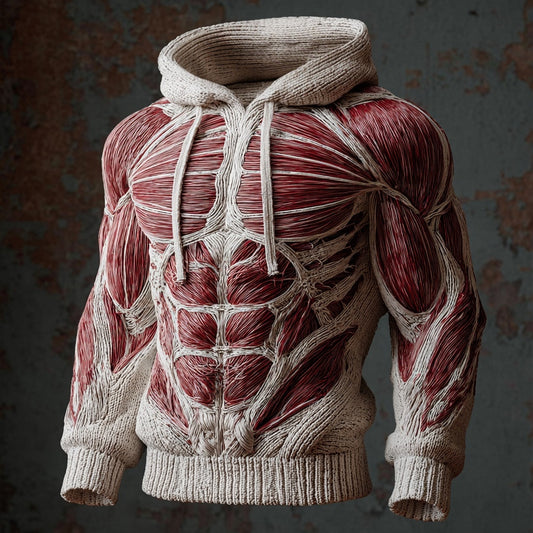 Men's Muscle Texture Knit Comfy Hooded Sweater