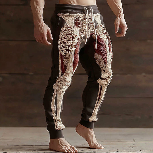 Men's Vintage Halloween Skeleton Art Sweatpants