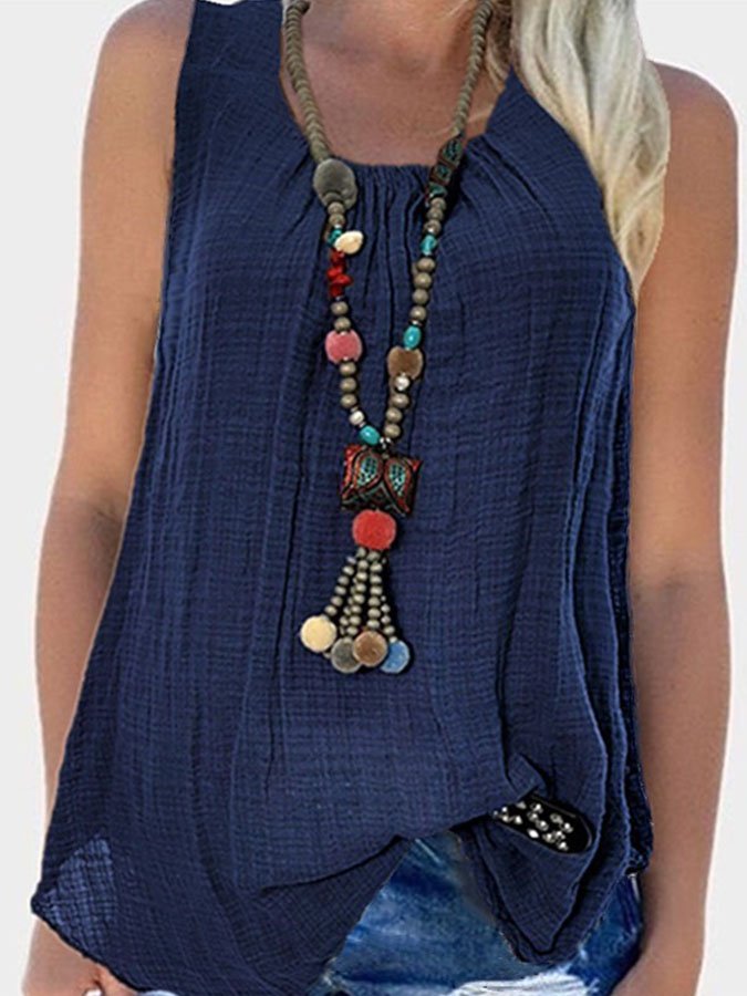 Airrys™ Casual Crew Neck Solid Color Sleeveless Tank Top