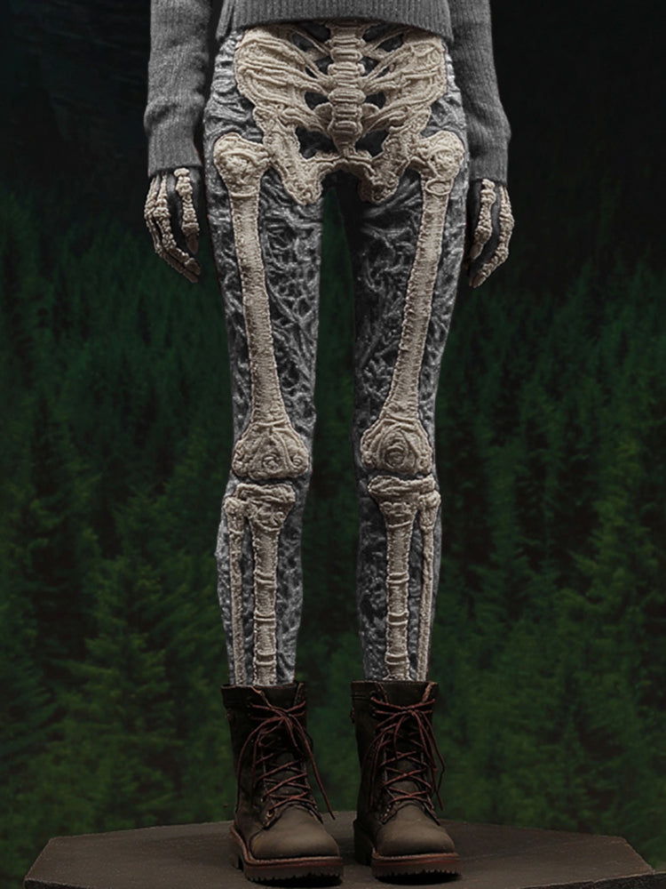 Women's Vintage Skeleton Gradient Art Cozy Leggings