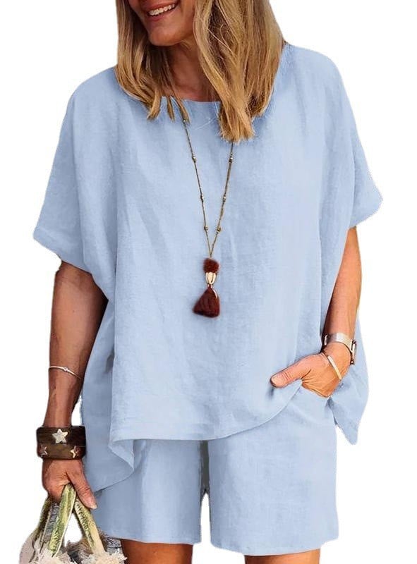 Solid color Elastic waist Suit