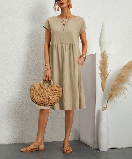 Airrys™ Women'S Short Sleeve Cotton And Linen Dress