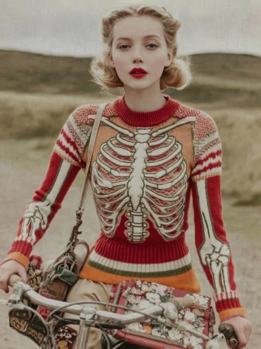 Vintage Halloween Anatomy Art Chunky Knitted Sweater