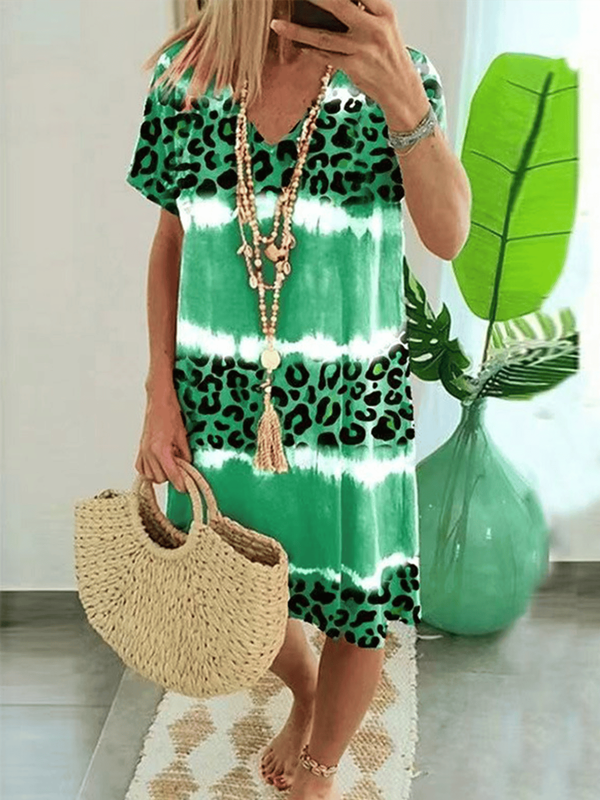 Airrys™ Women's Tie Dye Leopard Print Dress