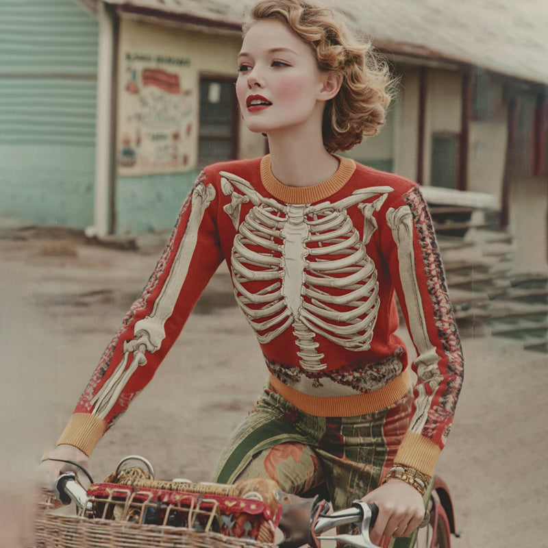 Vintage Halloween Anatomy Art Chunky Knitted Sweater