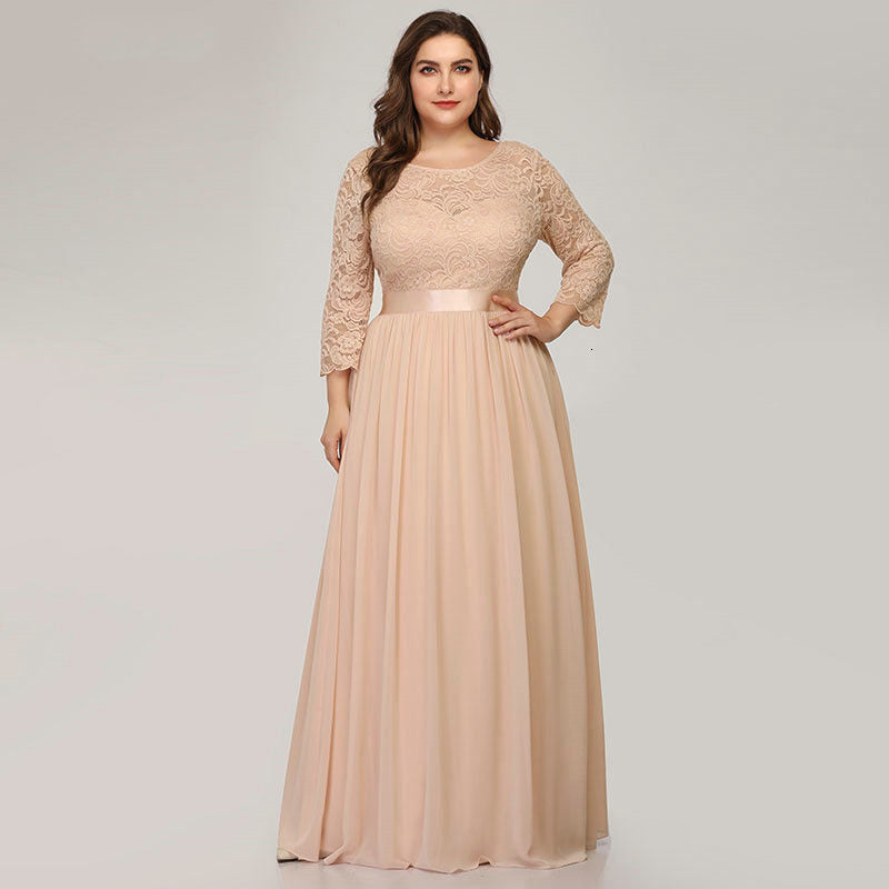 Ever-Pretty Plus Size Floral Lace Bridesmaid Dresses Long Evening Party Gowns