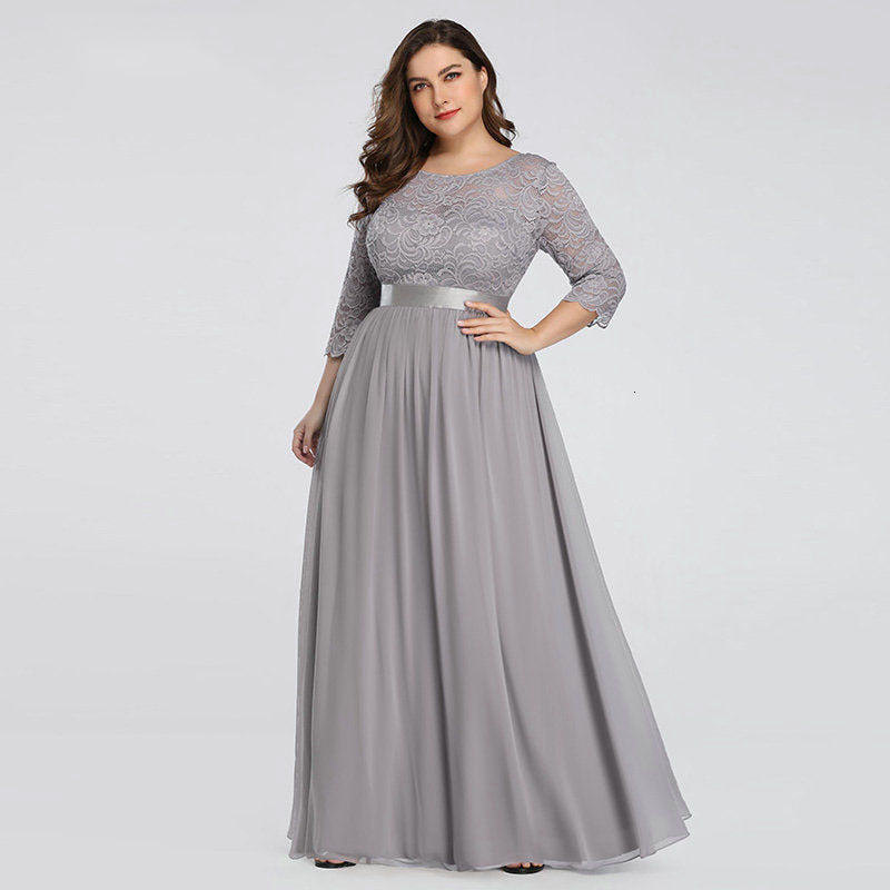 Ever-Pretty Plus Size Floral Lace Bridesmaid Dresses Long Evening Party Gowns