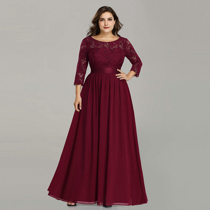 Ever-Pretty Plus Size Floral Lace Bridesmaid Dresses Long Evening Party Gowns