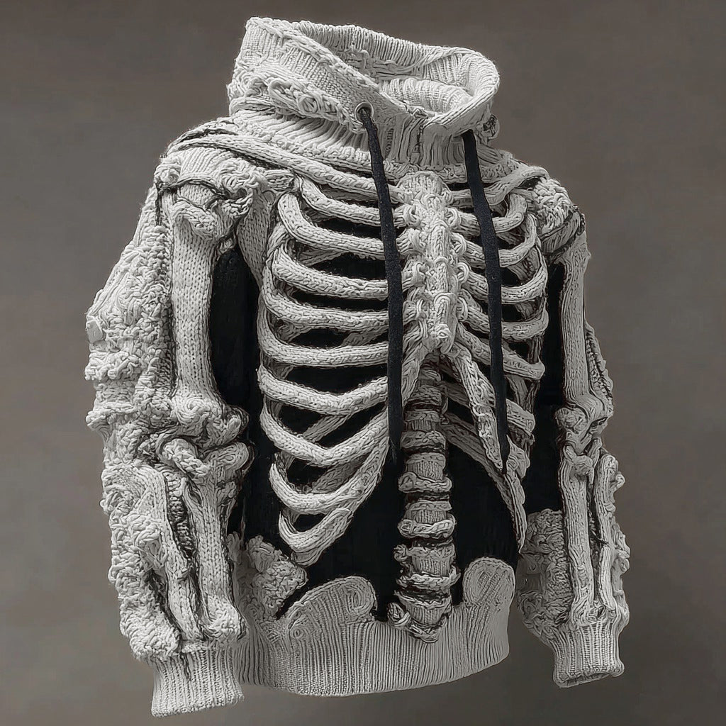 Vintage Halloween Anatomy Art Knit Hooded Sweater