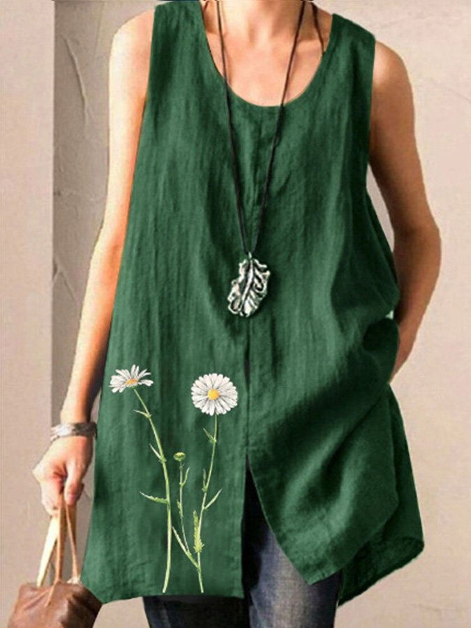 Airrys™ Ladies Cotton Linen Floral Print Casual Top