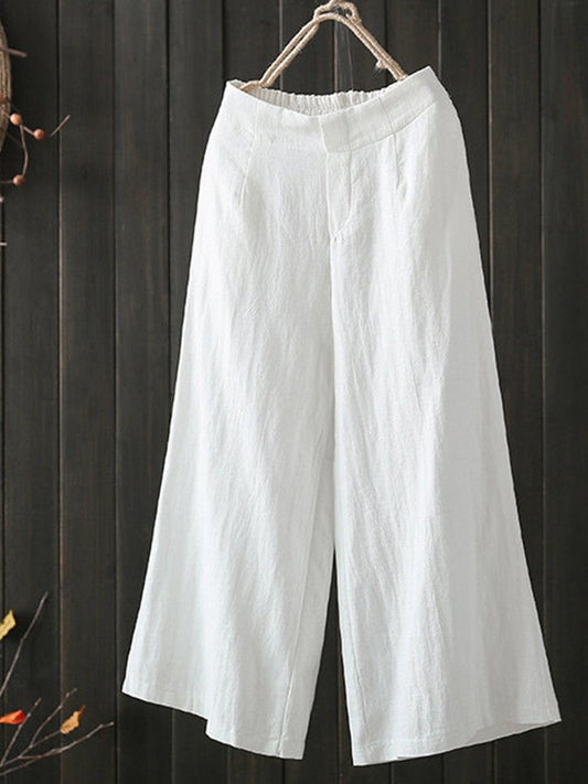 Airrys™ Women's Casual Simple Cotton Pants Loose Nine Point Wide Leg Pants