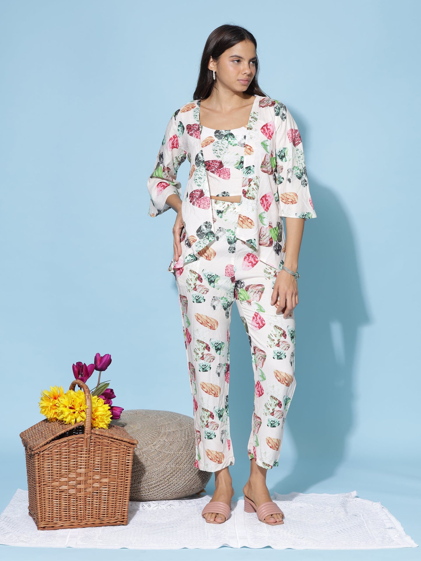 Rayon 3-PC Co-Ords Set Peach