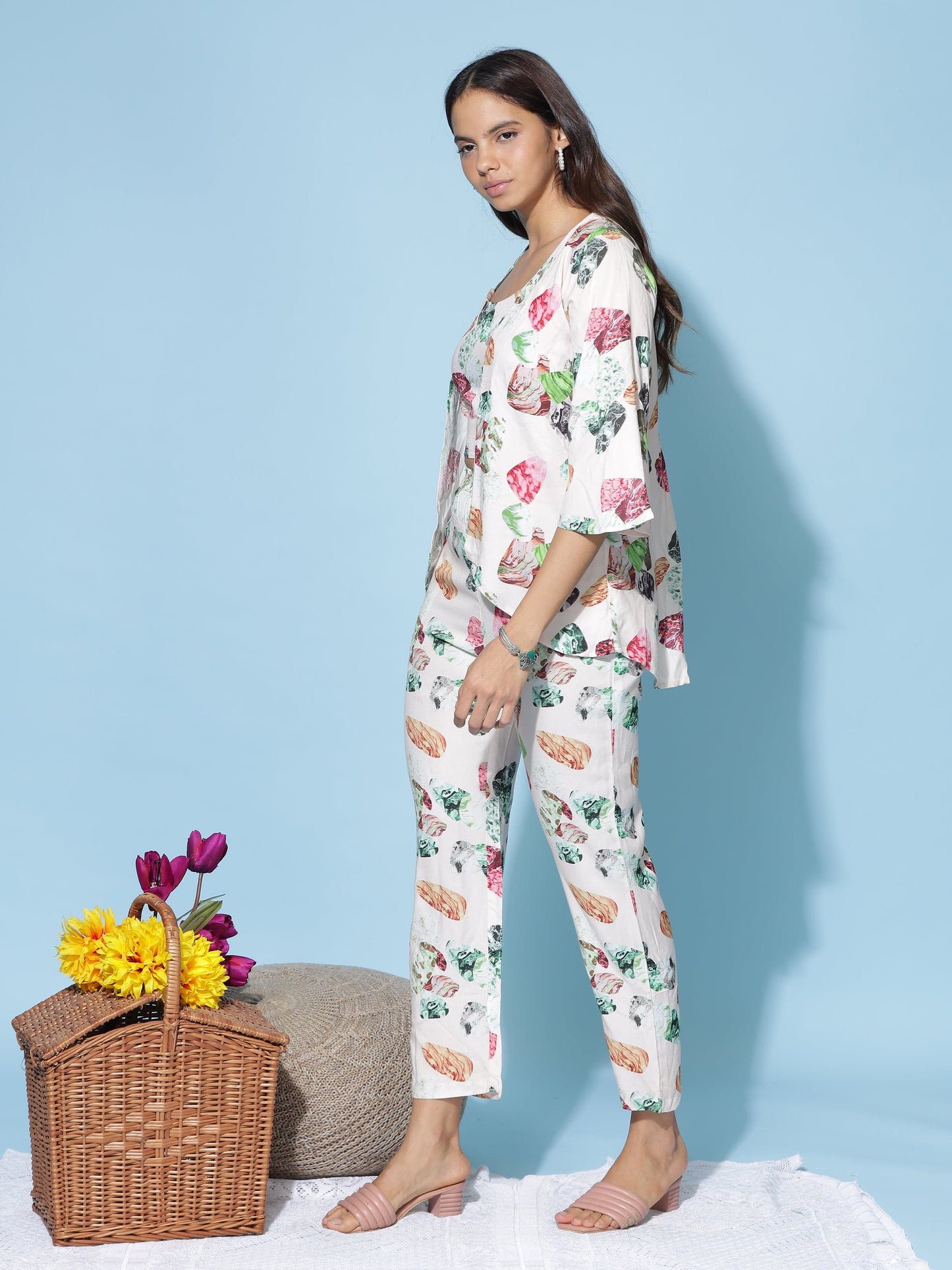 Rayon 3-PC Co-Ords Set Peach