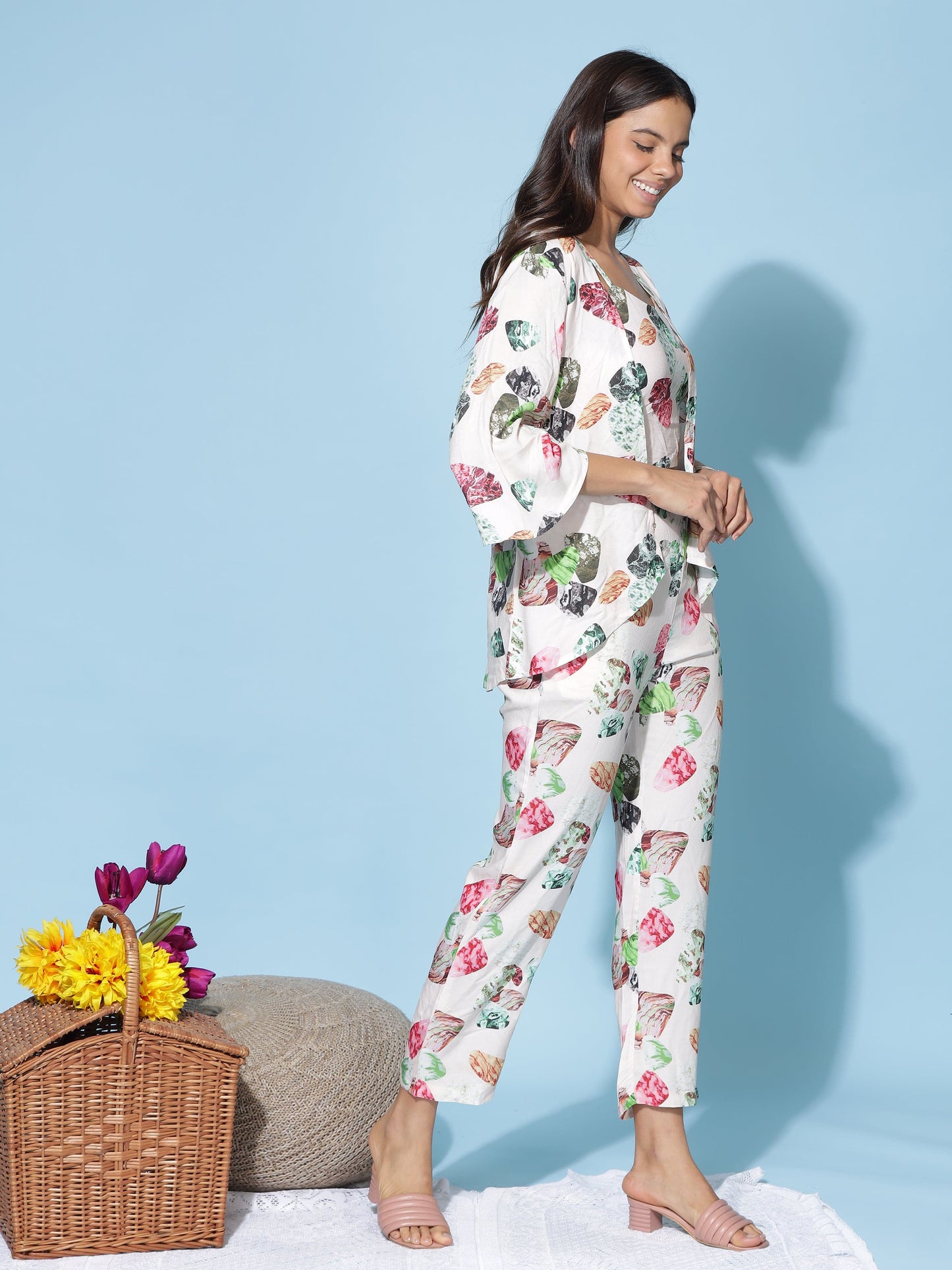 Rayon 3-PC Co-Ords Set Peach