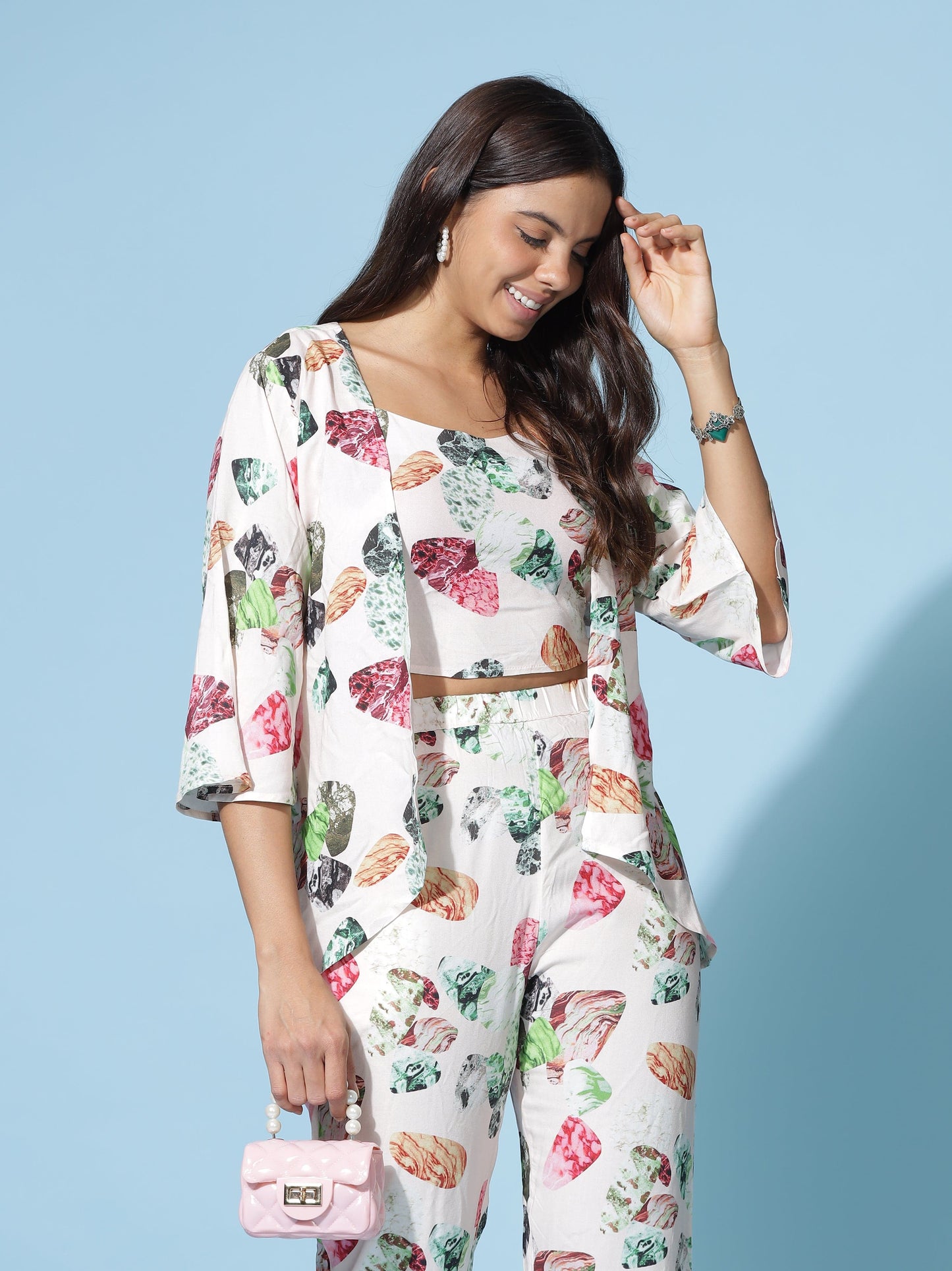 Rayon 3-PC Co-Ords Set Peach