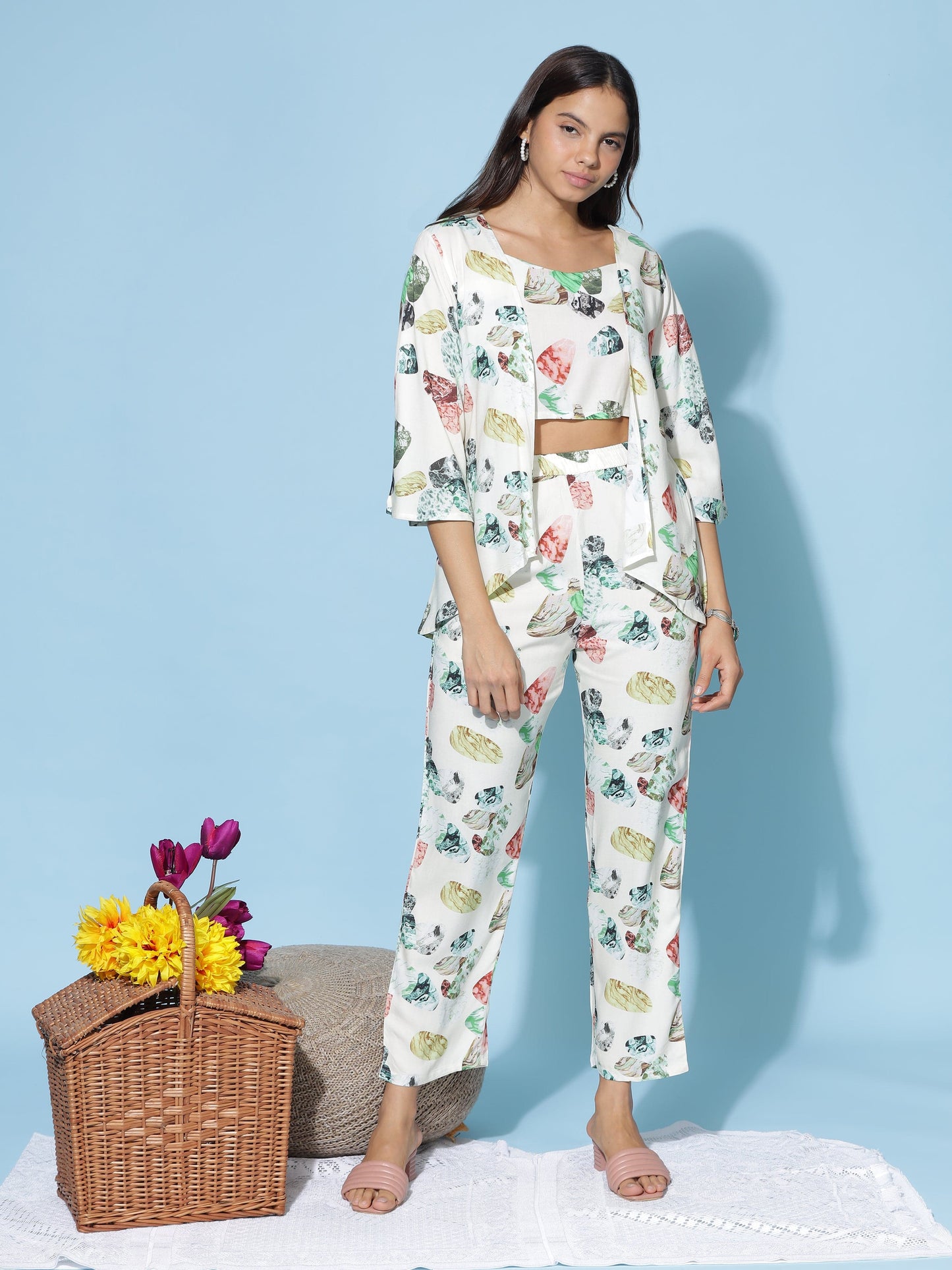 Rayon 3-PC Co-Ords Set Lemon Yellow