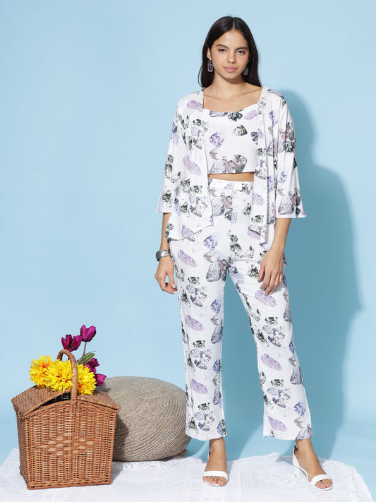 Rayon 3-PC Co-Ords Set Lavander