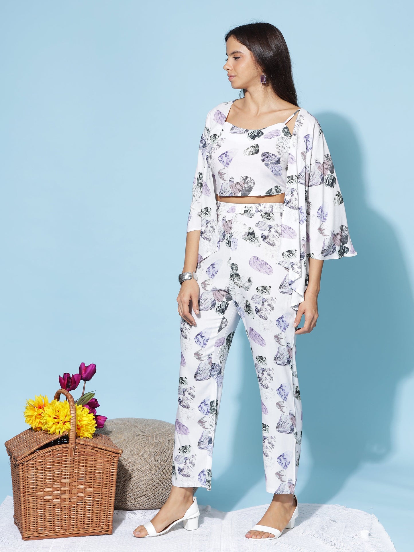 Rayon 3-PC Co-Ords Set Lavander