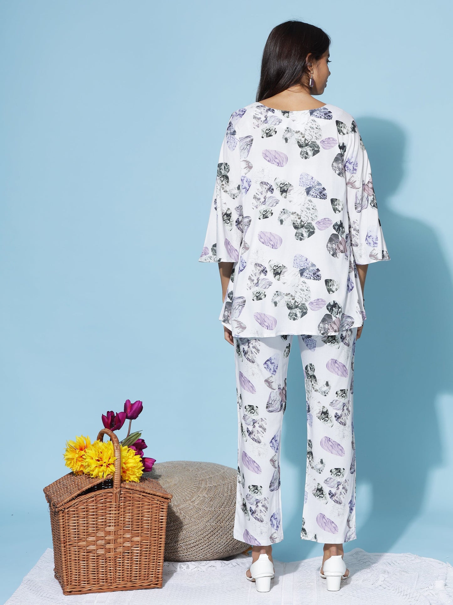 Rayon 3-PC Co-Ords Set Lavander