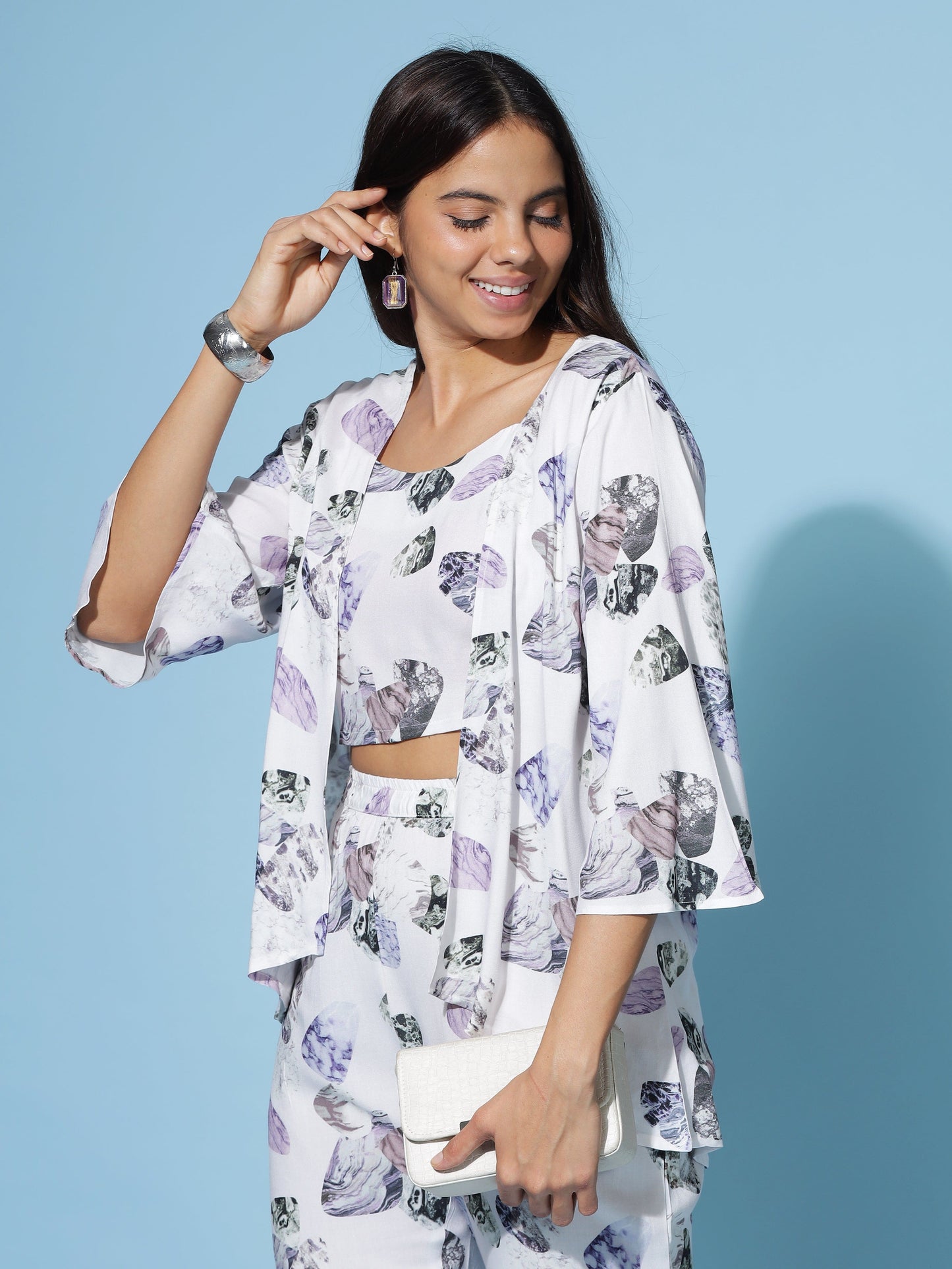 Rayon 3-PC Co-Ords Set Lavander