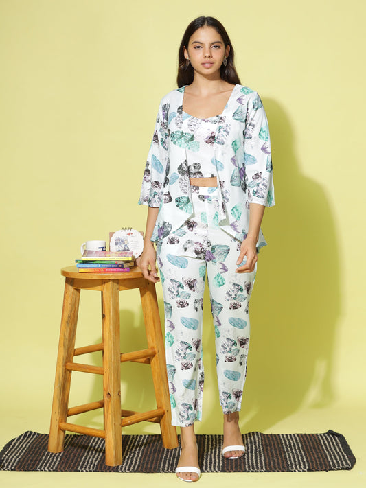 Rayon 3-PC Co-Ords Set Sky Blue