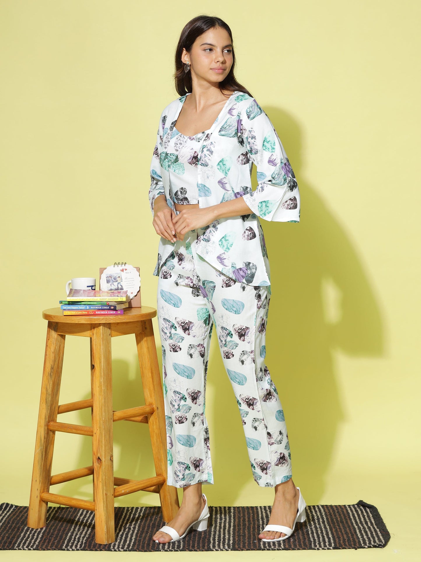 Rayon 3-PC Co-Ords Set Sky Blue