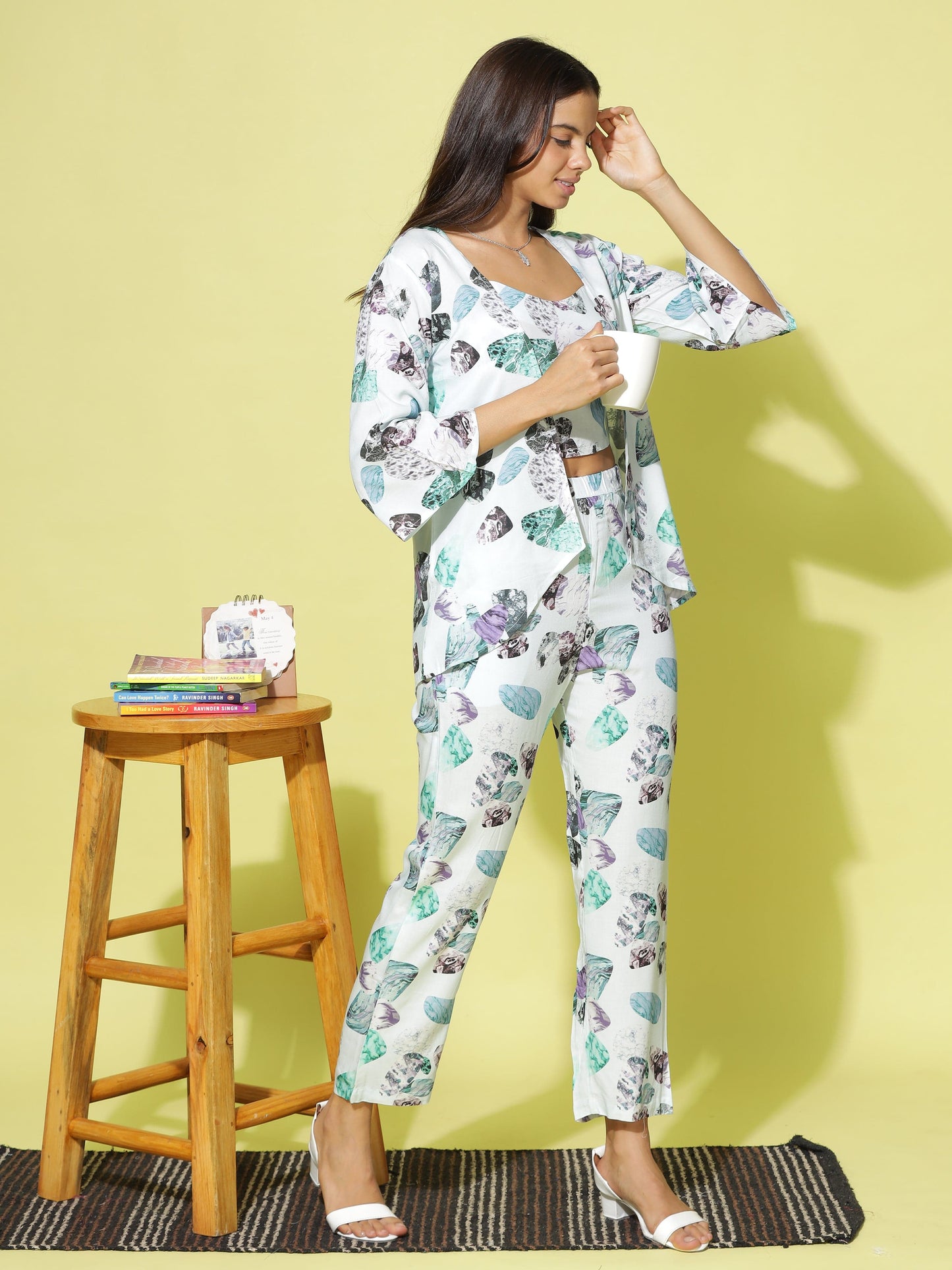 Rayon 3-PC Co-Ords Set Sky Blue