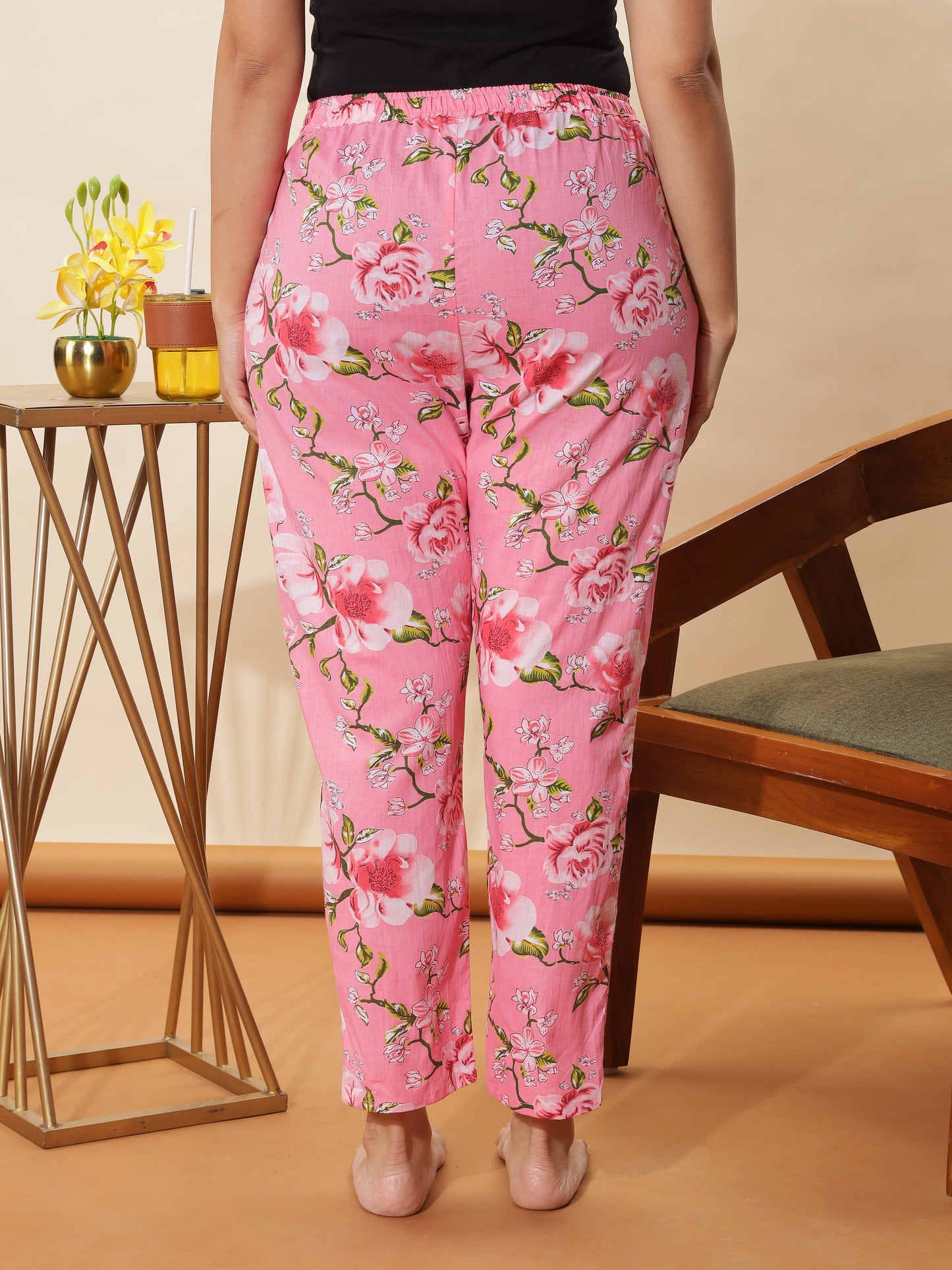 Lace Pink Cotton Pyjama Set