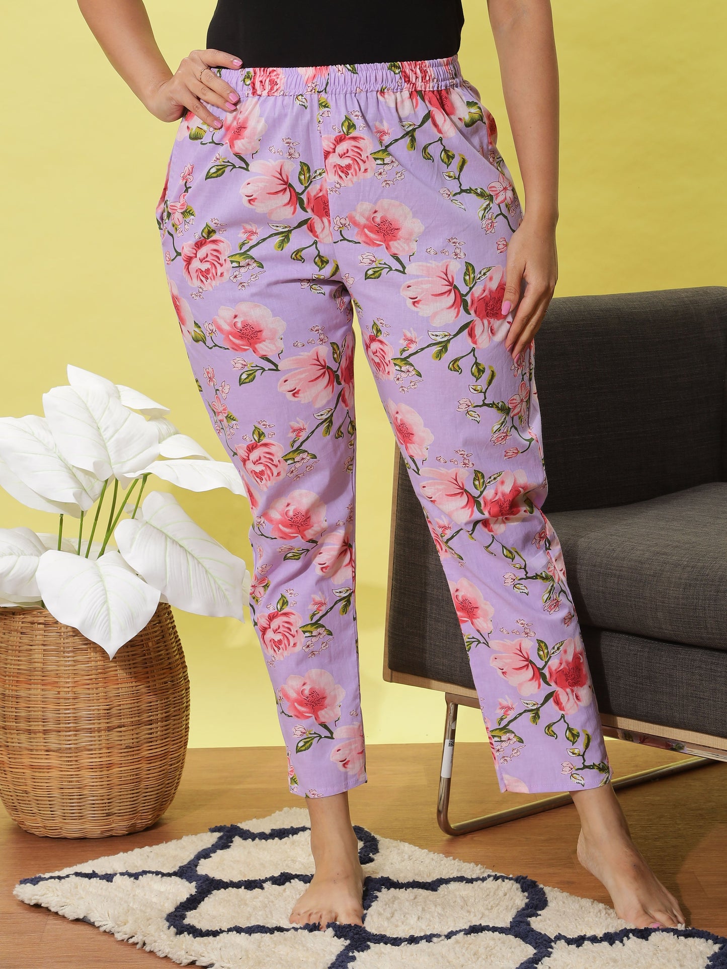 Lavender Floral Cotton Pyjama Set