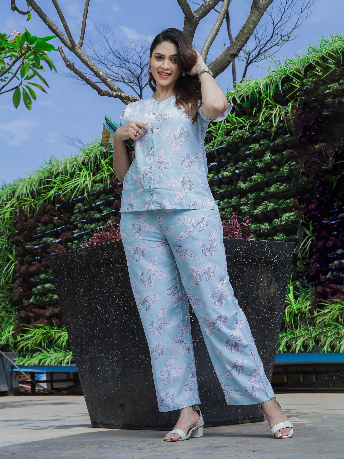 Rayon Co-Ords Set Sky Blue