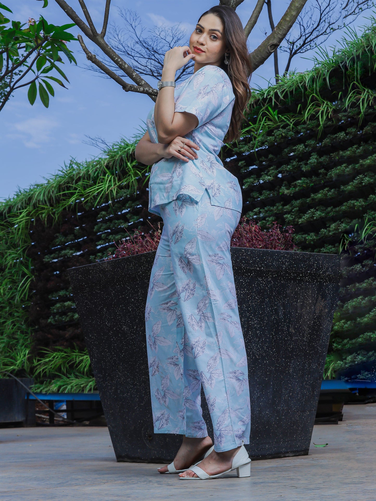 Rayon Co-Ords Set Sky Blue