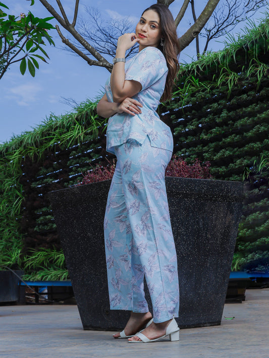 Rayon Co-Ords Set Sky Blue