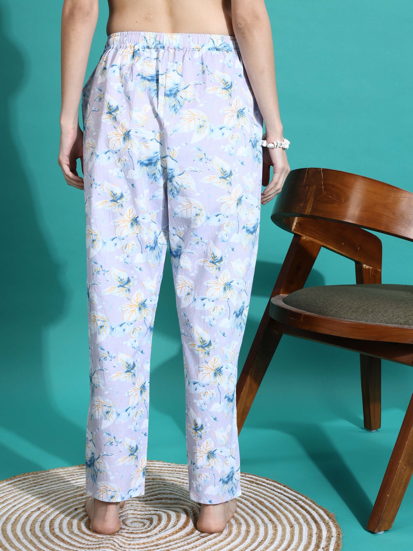 Lavender Cotton Pyjama Set for Women Relaxed Fit Nightwear