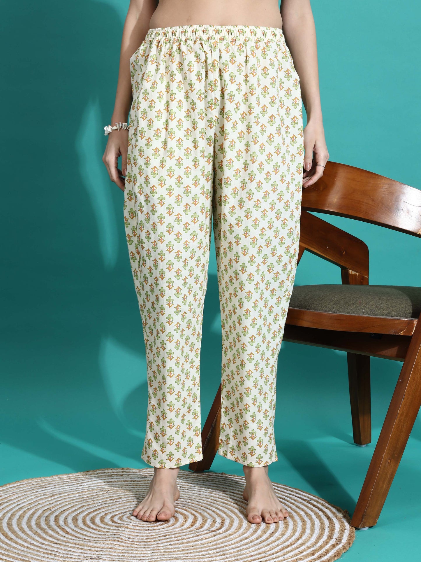 Cream Yellow Pure Cotton Pyjama Set for Women Perfect for Comfort