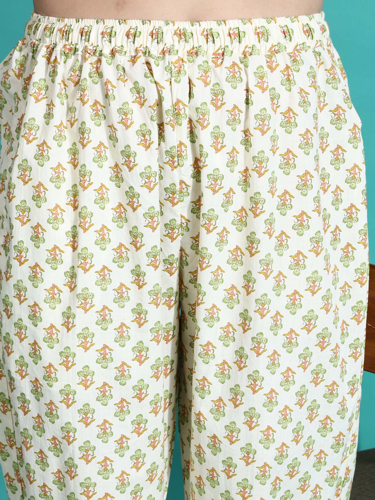 Cream Yellow Pure Cotton Pyjama Set for Women Perfect for Comfort