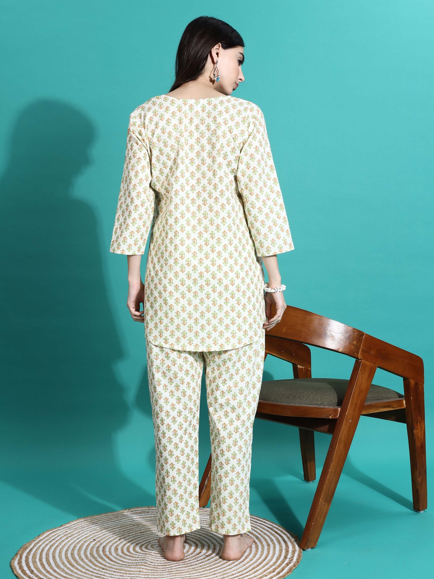 Cream Yellow Pure Cotton Pyjama Set for Women Perfect for Comfort