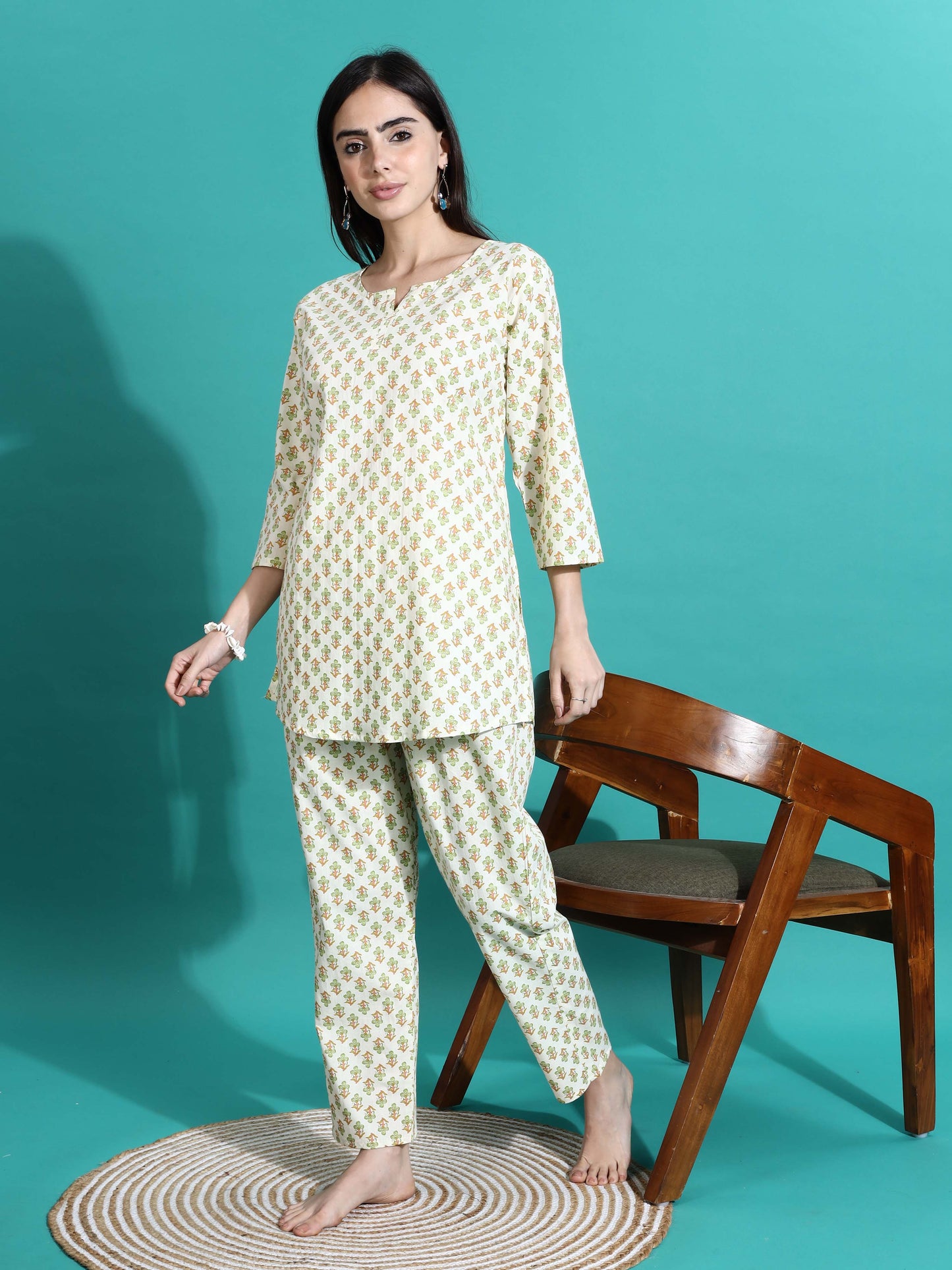 Cream Yellow Pure Cotton Pyjama Set for Women Perfect for Comfort