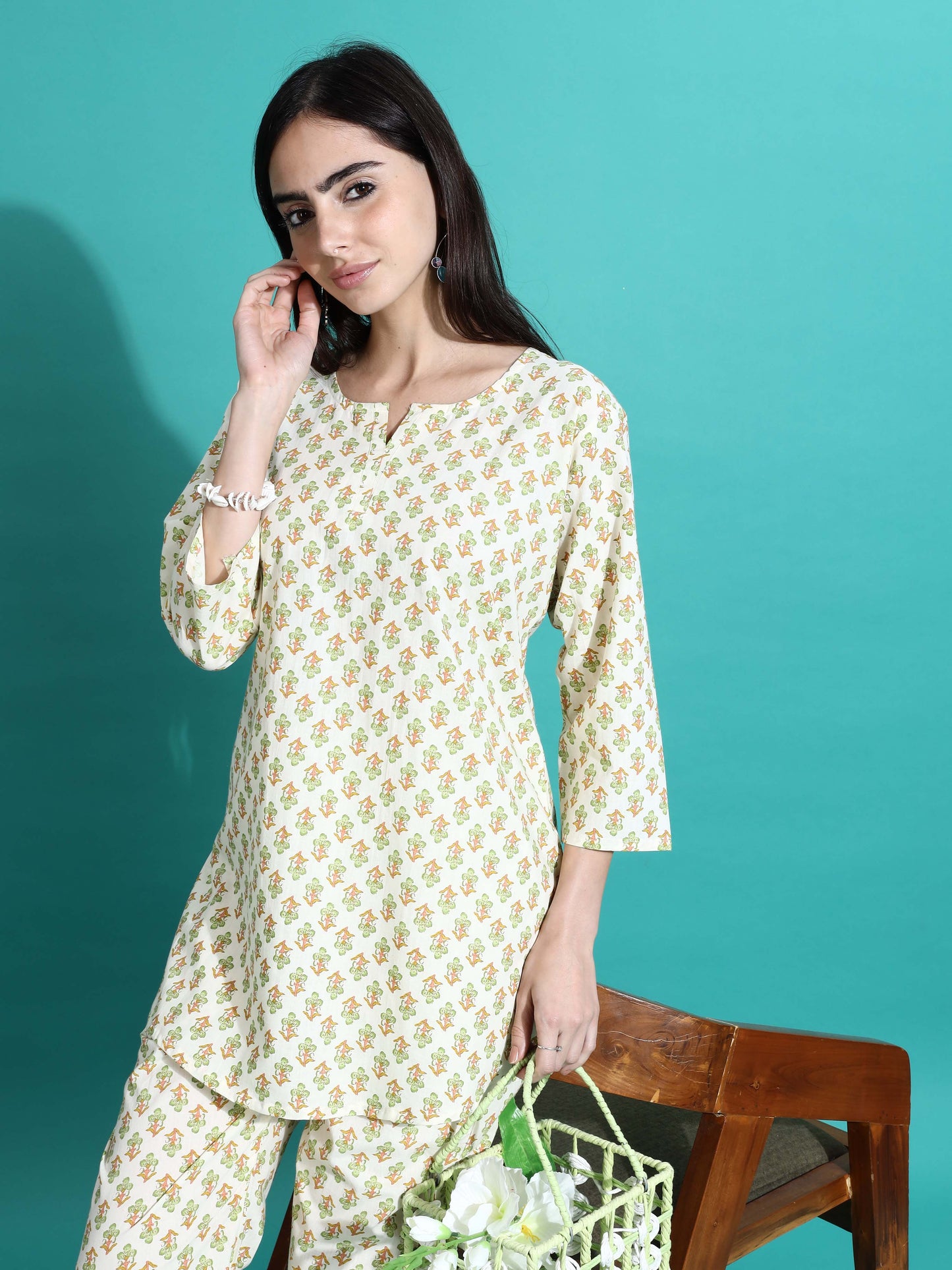 Cream Yellow Pure Cotton Pyjama Set for Women Perfect for Comfort