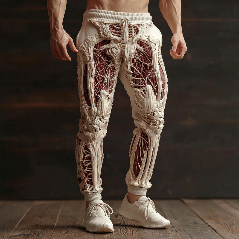 Men's Vintage Halloween Skeleton Art Sweatpants