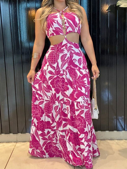 Long Dress With Padded Cups Print