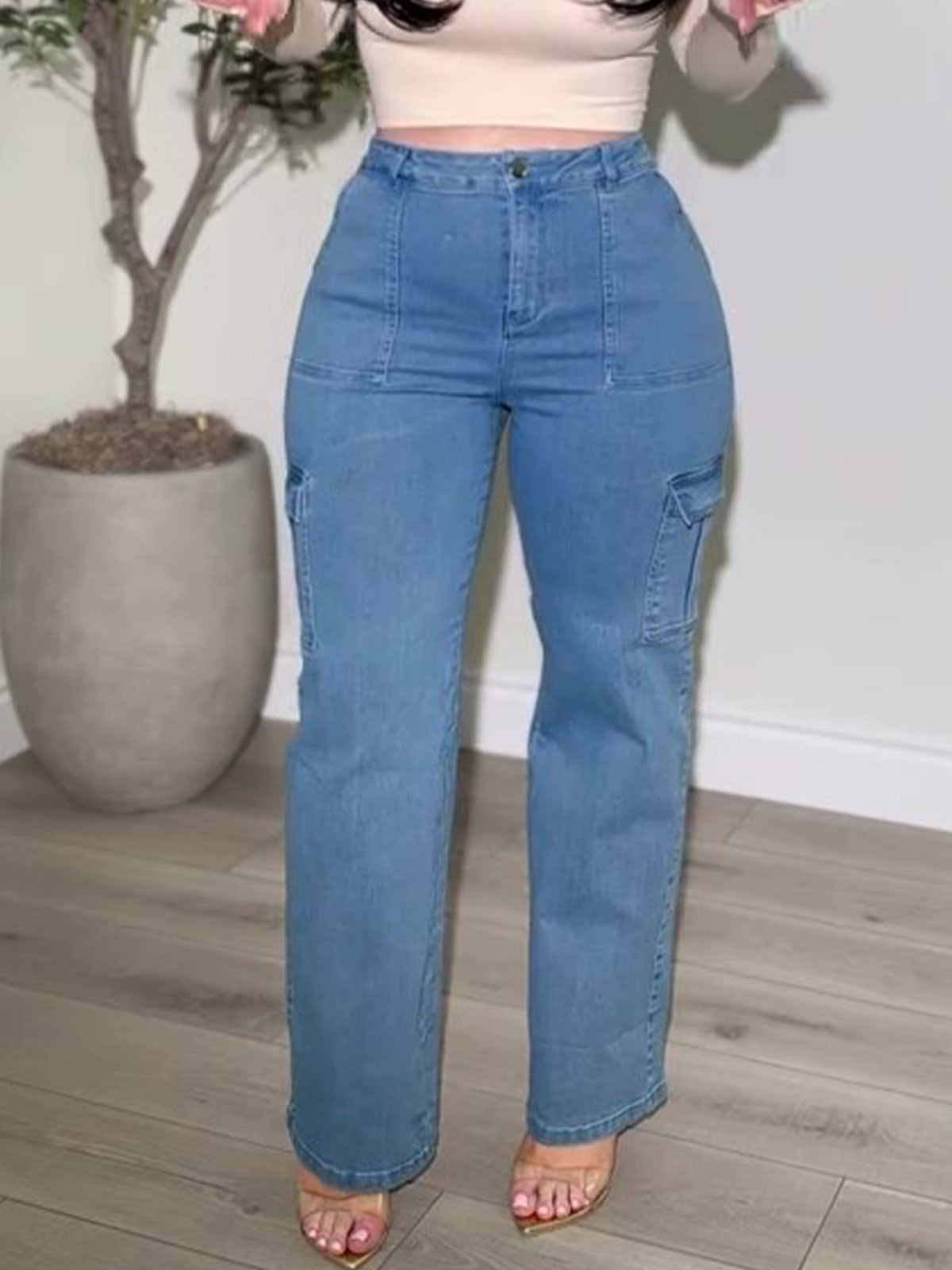 High-rise Hip-lifting Paneled Jeans