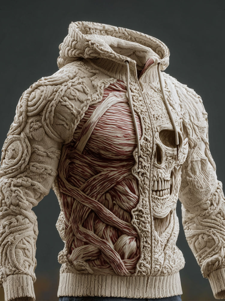 Halloween Human Anatomy Art Skull Retro Hooded Sweater